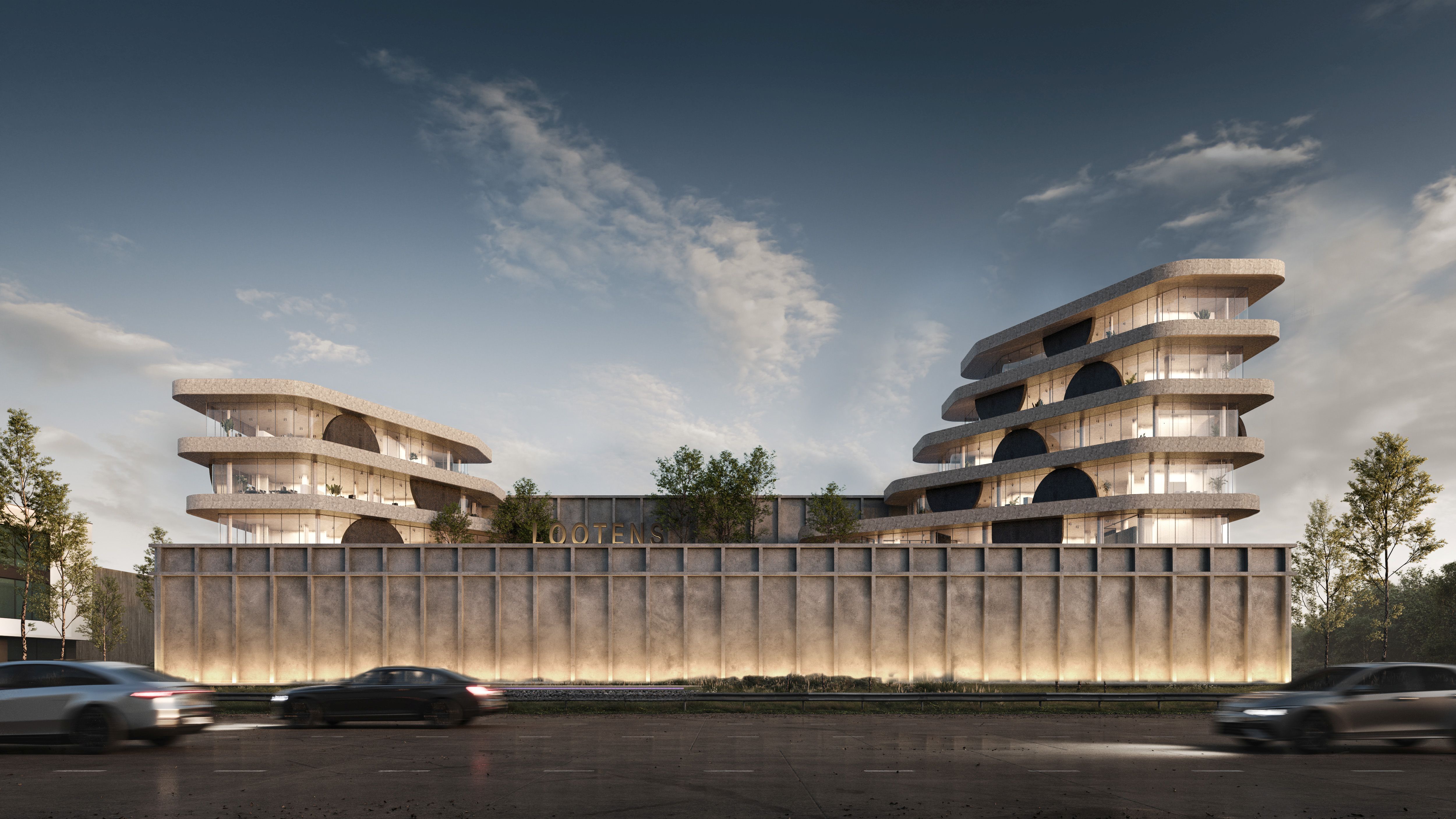 Een innovatieve nieuwbouw voor Lootens Nieuwbouw Lootens gezien vanop de snelweg E17 Gent-Kortrijk